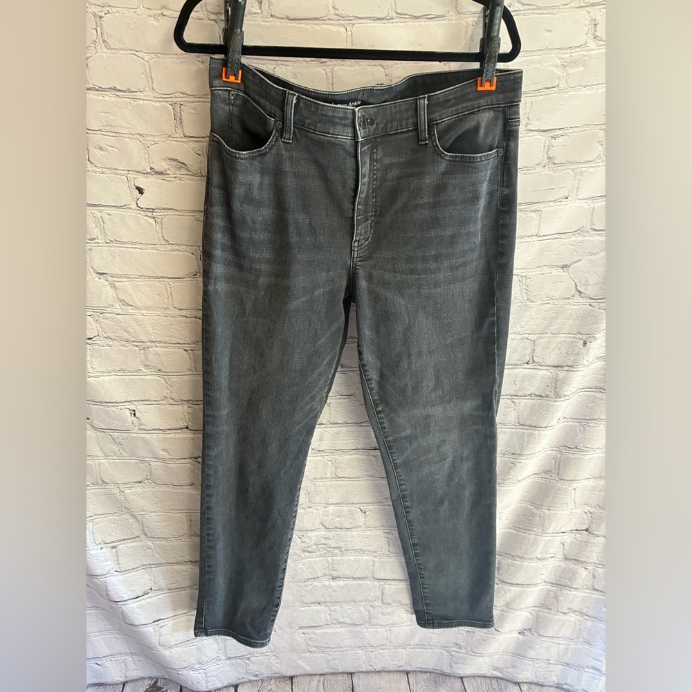 Talbots Jeans Flawless Dark Gray Slim Ankle Leg Mid Rise Denim‎ Women’s Size 12